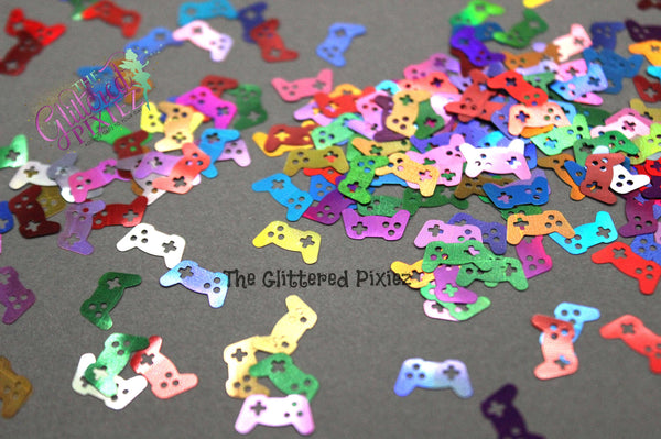 MULTI COLOr HOLo GAME CONTROLLER shape Glitter- Pixie Shapes-