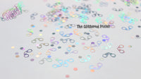 HANDCUFF ( with dots) shaped Silver holographic Glitter- Pixie Shapes-