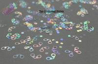 HANDCUFF ( with dots) shaped Silver holographic Glitter- Pixie Shapes-