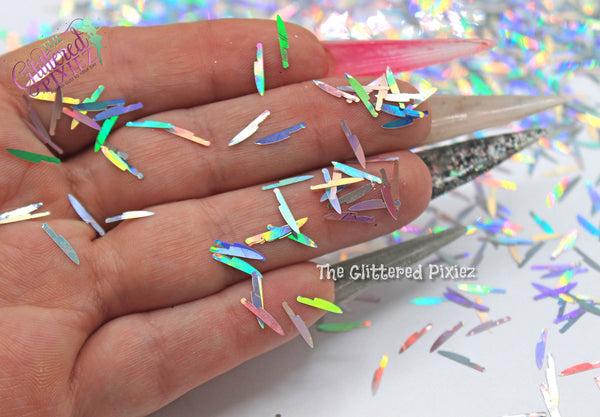 KNIFE shape 9mm Silver holographic Glitter HALLOWEEN GLITTER shape