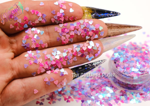 MIXED BERRIES SPECKLED HEART shape Glitter- Pixie Shapes-
