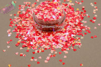 RED SPECKLED HEART shape Glitter- Pixie Shapes-