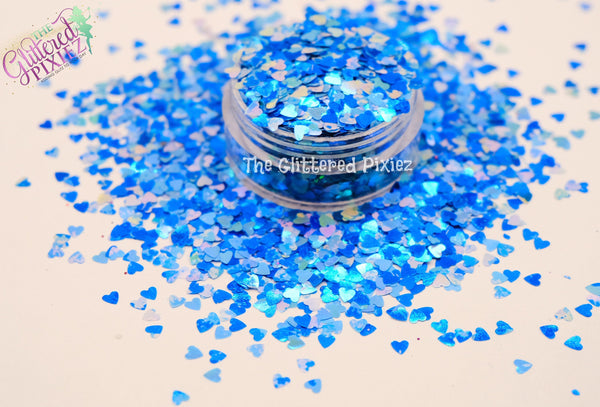BLUE SPECKLED HEART shape Glitter- Pixie Shapes