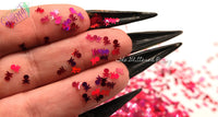 SKULL & CROSS BONEs IT’s Pink holo 3mm shape Glitter- Pixie Shapes