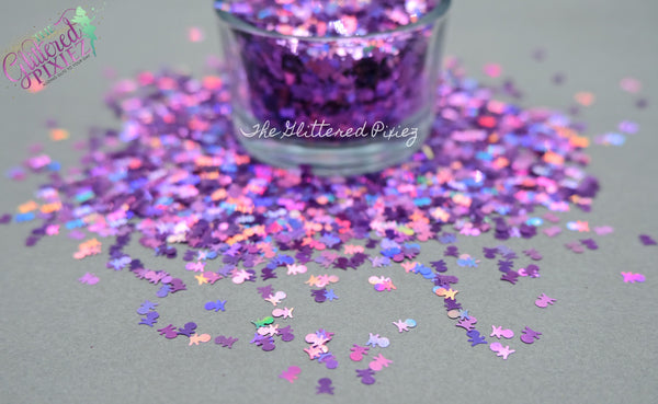 SKULL & CROSS BONEs Lilac holo 3mm shape Glitter -