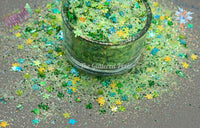 LUCKY CLOVER- Saint Patrick's day glitter mix Loose Glitter for Nail art, Face, Fun, Tumblers, Craft supply, Resin supply, Freshie Glitter