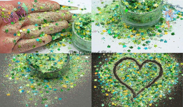 LUCKY CLOVER- Saint Patrick's day glitter mix Loose Glitter for Nail art, Face, Fun, Tumblers, Craft supply, Resin supply, Freshie Glitter