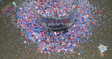 AMERICA THE BEAUTIFUL Patriotic glitter mix Loose Glitter for Nail art Hair Face Fun Body Tumblers Craft supply Resin supply Freshie Glitter