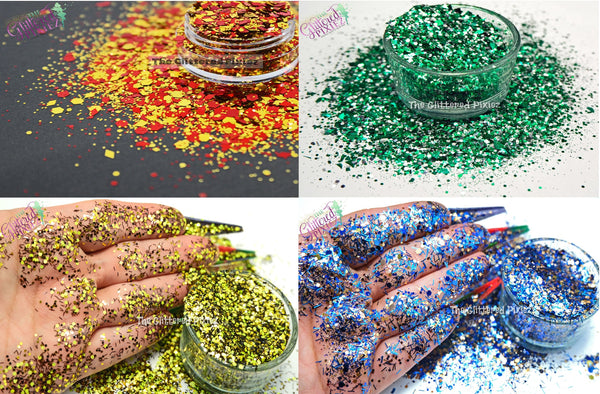 HOGWARTS HOUSES inspired Glitter Mix sets Fun Loose Glitter for Nail art Hair Face Body Tumblers Craft supply Resin supply Freshie Glitter