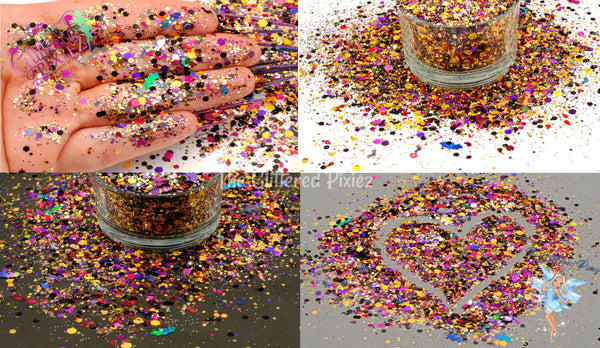 FRIGHT NIGHT glitter mix Fun 80's Halloween Inspired cute Glitter for Nail art Hair Face Body Tumblers Craft supply Resin & freshie supply
