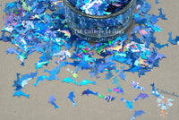 DOLPHIN 10mm shape blue holo Cute Glitter Loose Glitter 4 Nail art Hair Face Fun Body Tumblers Craft supply Resin supply Freshie Glitter